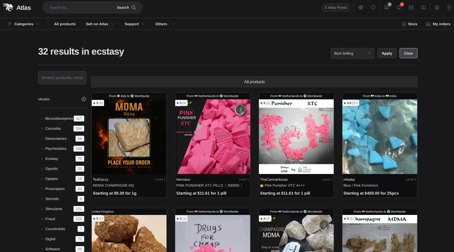 Atlas Darknet Market Product Listings